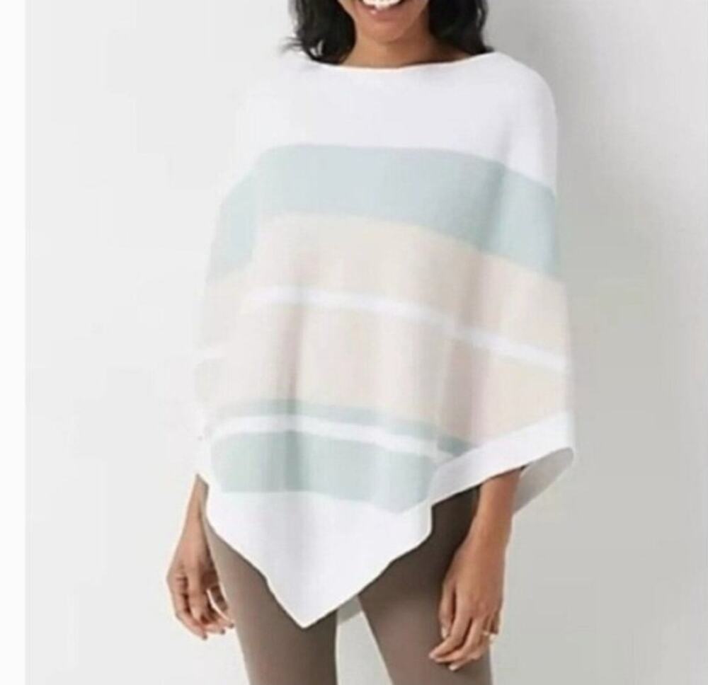 Nwt Barefoot Dreams Cozy Chic Ultralight Ocean Breeze Poncho Striped One Size